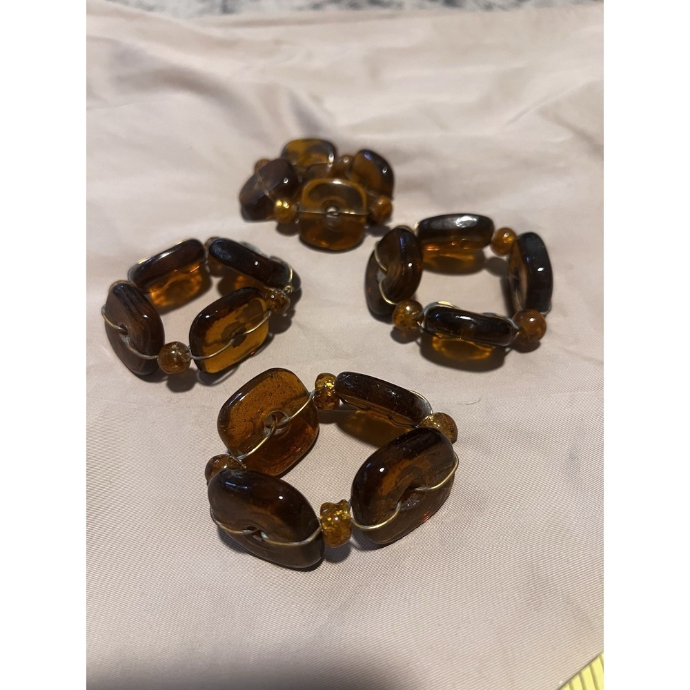Amber Color Acrylic Beaded Napkin Rings Set of 4 Fall Napkin Holder